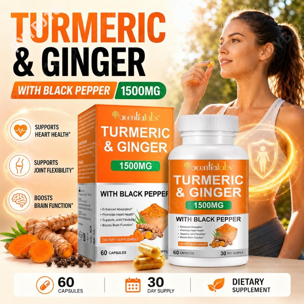 Turmeric Curcumin Capsule - Kurkuma- und Ingwerkapseln mit schwarzem Pfeffer,
